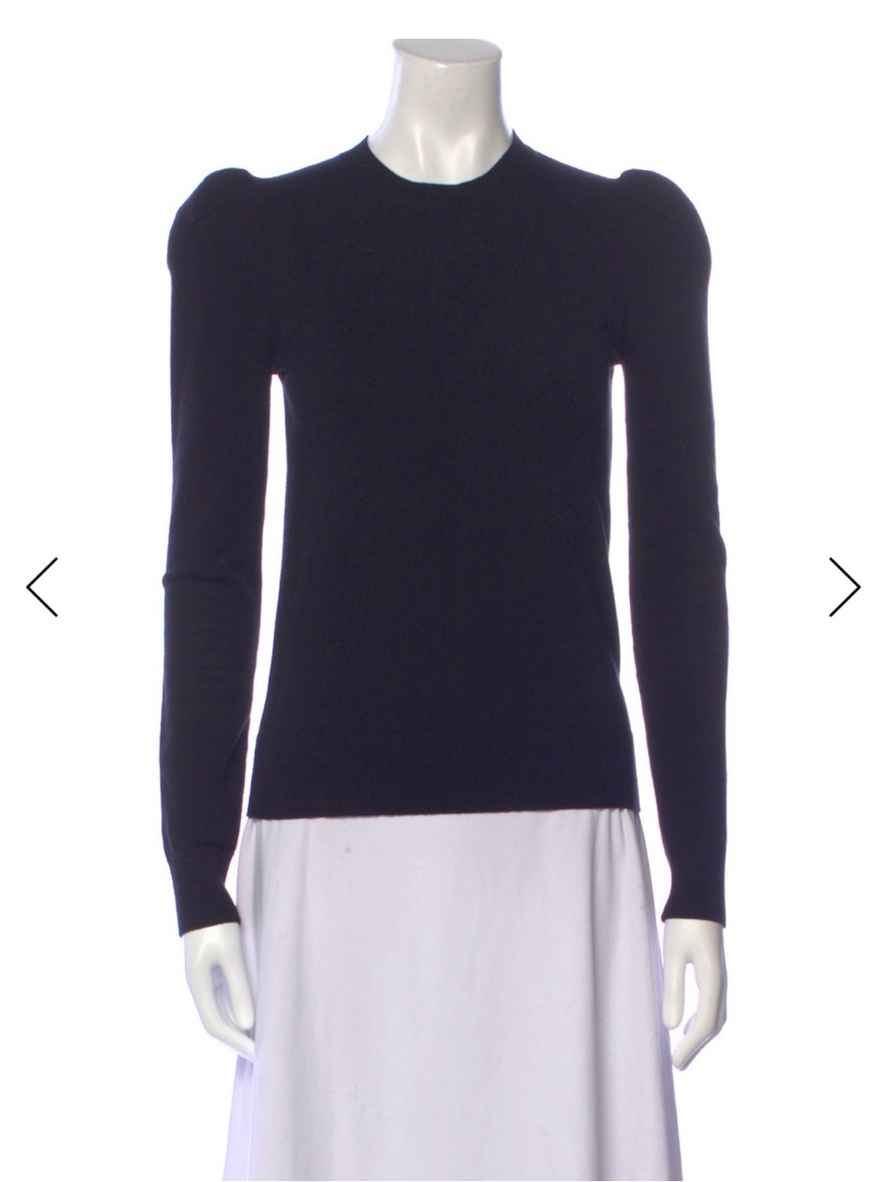 Women's Black Puff Shoulder Crew Sweater